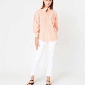 ANN MASHBURN Orange Striped Blouse